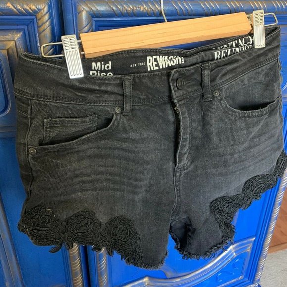 Rewash Pants - 💜 Rewash Denin Shorts Black Lace Fringe Size 5